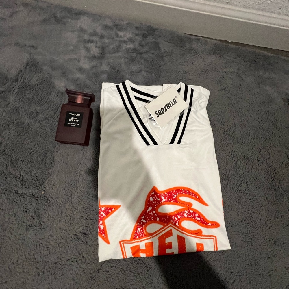 White and Orange Graphic Tee